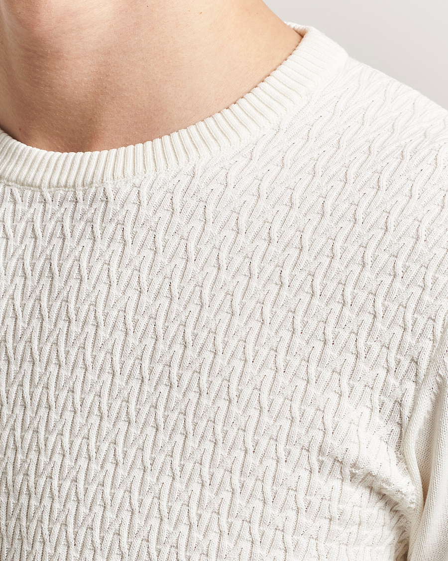 Hombres | Jerséis y prendas de punto | Oscar Jacobson | Blake Knitted Cotton Crew White