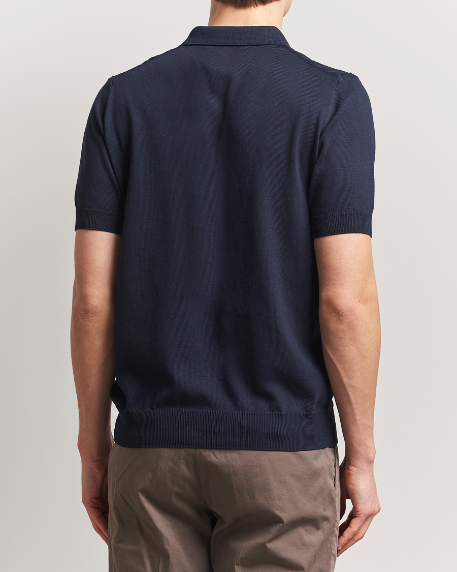 Hombres | Polos | Oscar Jacobson | Mirza Structured Cotton Polo Navy