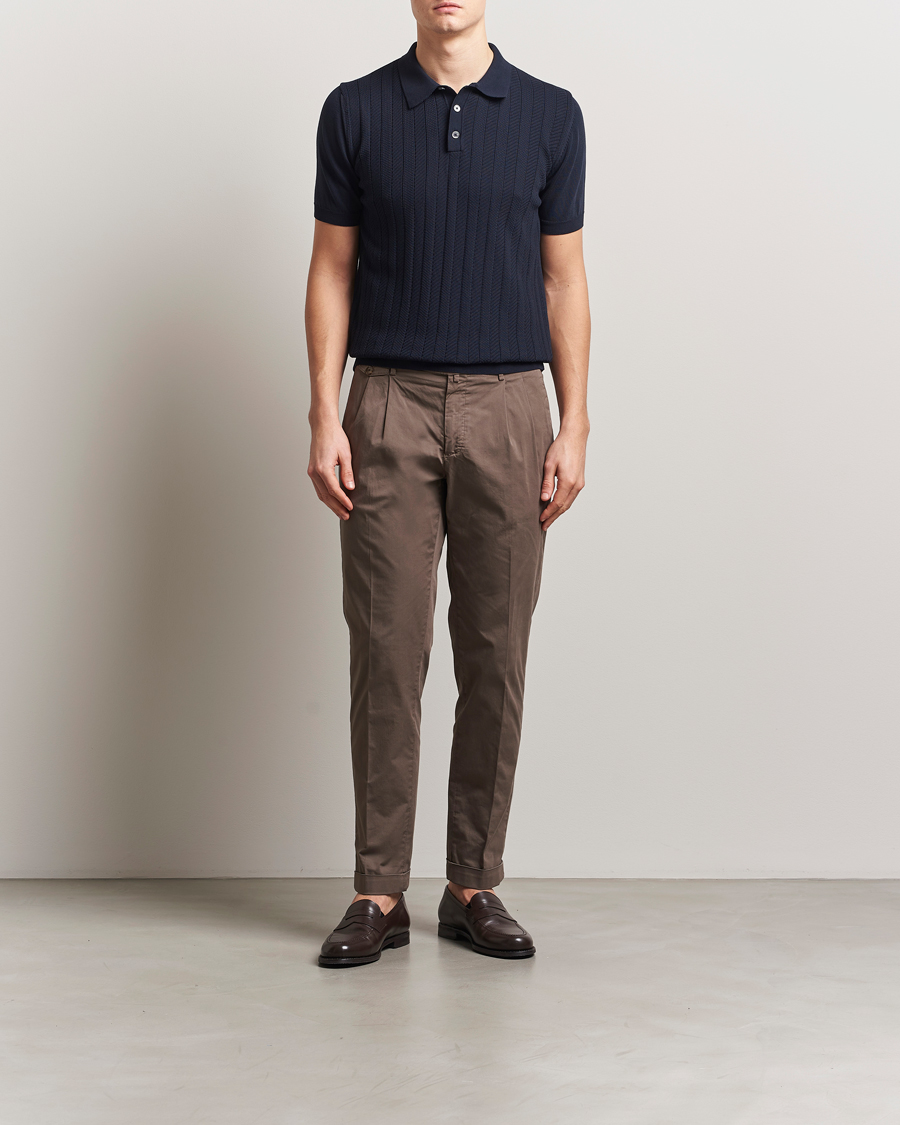 Hombres | Polos | Oscar Jacobson | Barto Structured Cotton Polo Navy