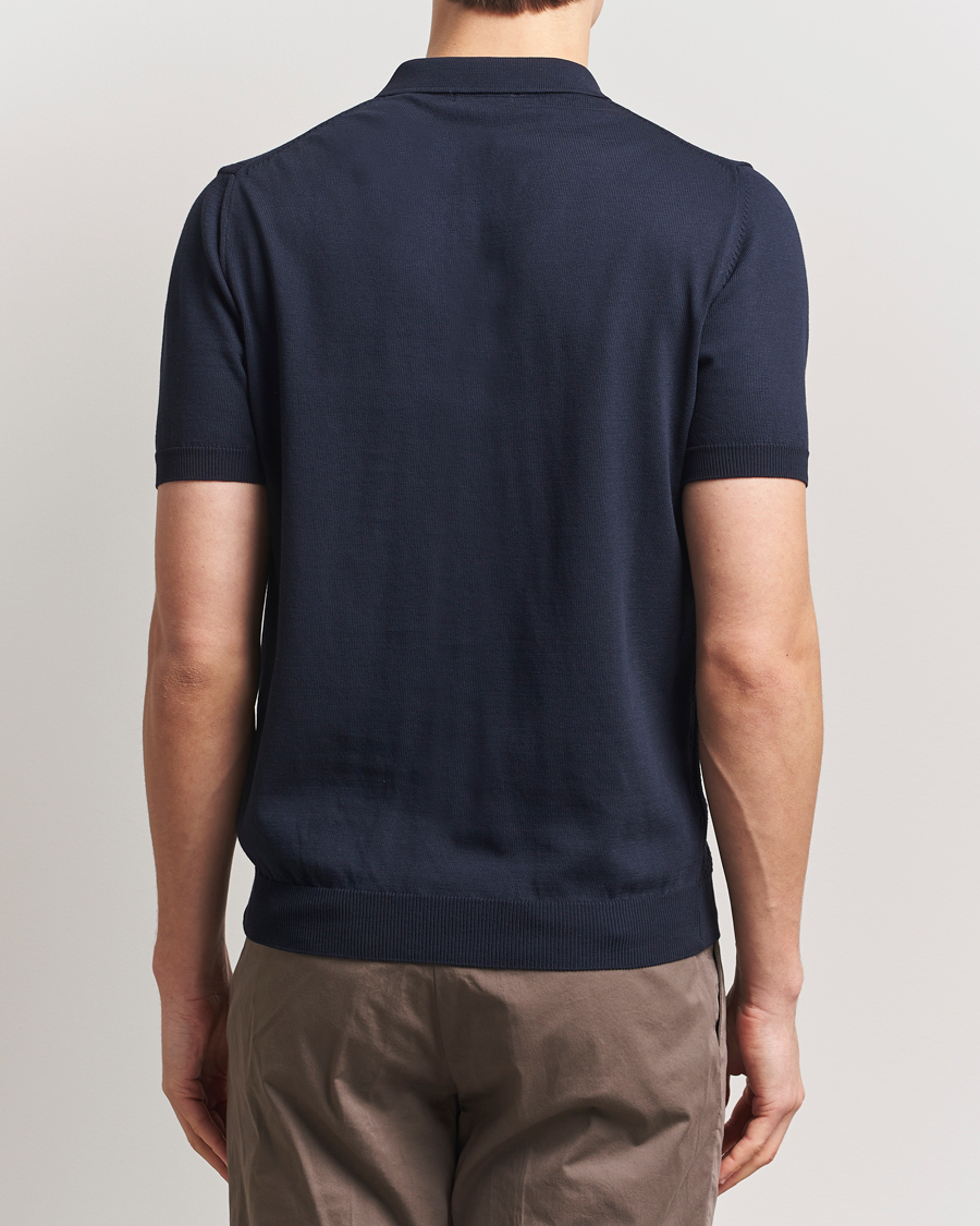 Hombres | Polos | Oscar Jacobson | Barto Structured Cotton Polo Navy