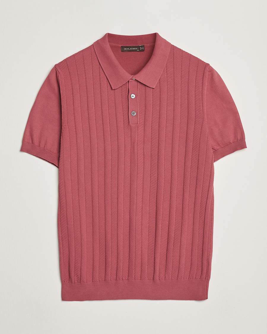 Hombres | Polos | Oscar Jacobson | Barto Structured Cotton Polo Dusty Red