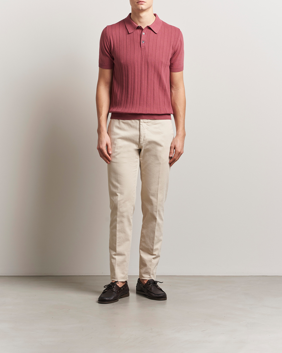Hombres | Polos | Oscar Jacobson | Barto Structured Cotton Polo Dusty Red