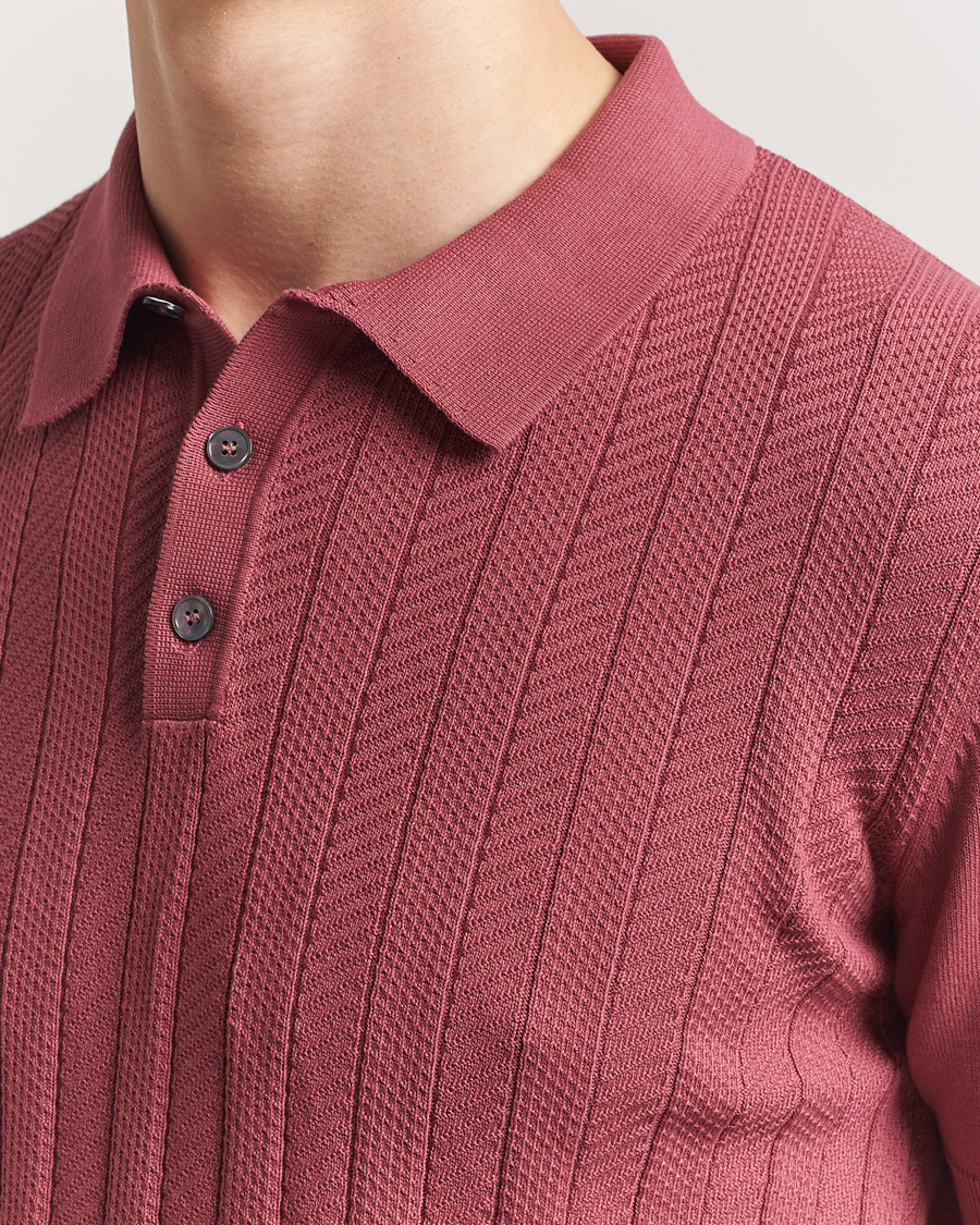 Hombres | Polos | Oscar Jacobson | Barto Structured Cotton Polo Dusty Red