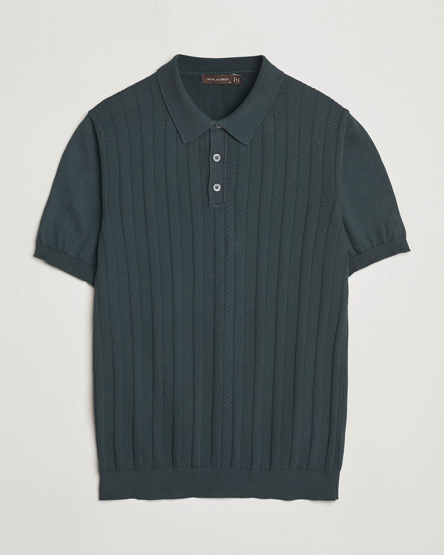 Hombres | Polos | Oscar Jacobson | Barto Structured Cotton Polo Green