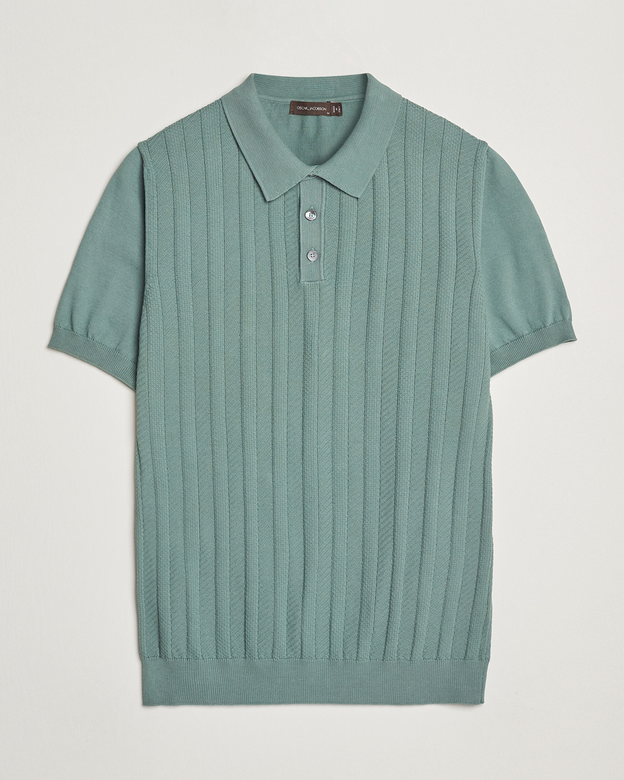 Hombres | Polos | Oscar Jacobson | Barto Structured Cotton Polo Light Green