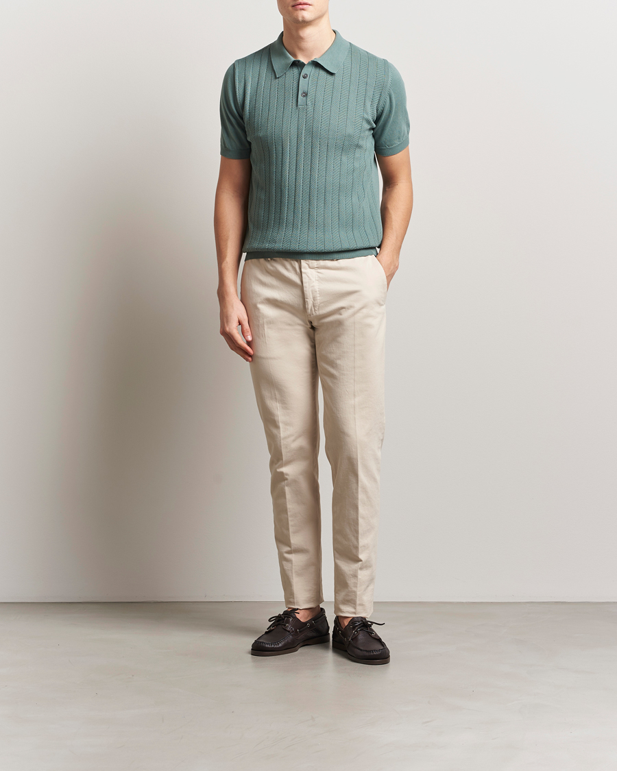 Hombres | Polos | Oscar Jacobson | Barto Structured Cotton Polo Light Green