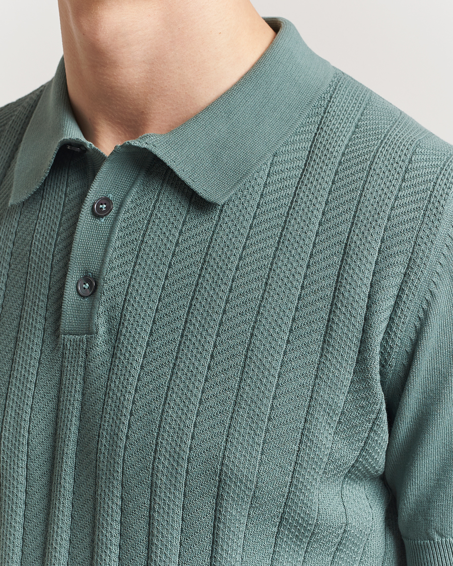 Hombres | Polos | Oscar Jacobson | Barto Structured Cotton Polo Light Green