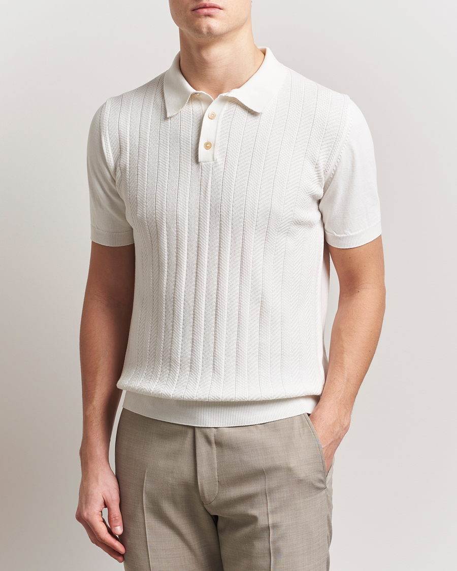 Hombres | Polos | Oscar Jacobson | Barto Structured Cotton Polo Snow White