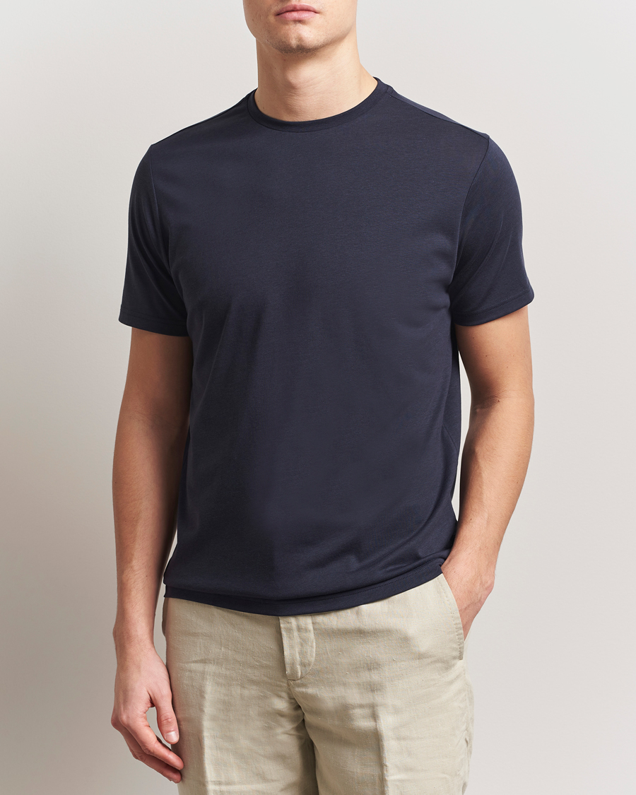 Hombres | Camisetas | Oscar Jacobson | Kim Lyocel/Cotton T-Shirt Navy