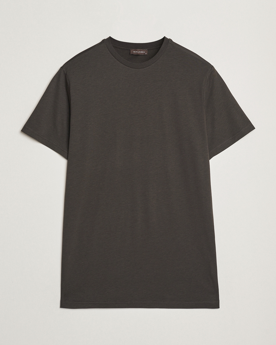 Hombres | Camisetas | Oscar Jacobson | Kim Cotton/Tencel T-Shirt Brown