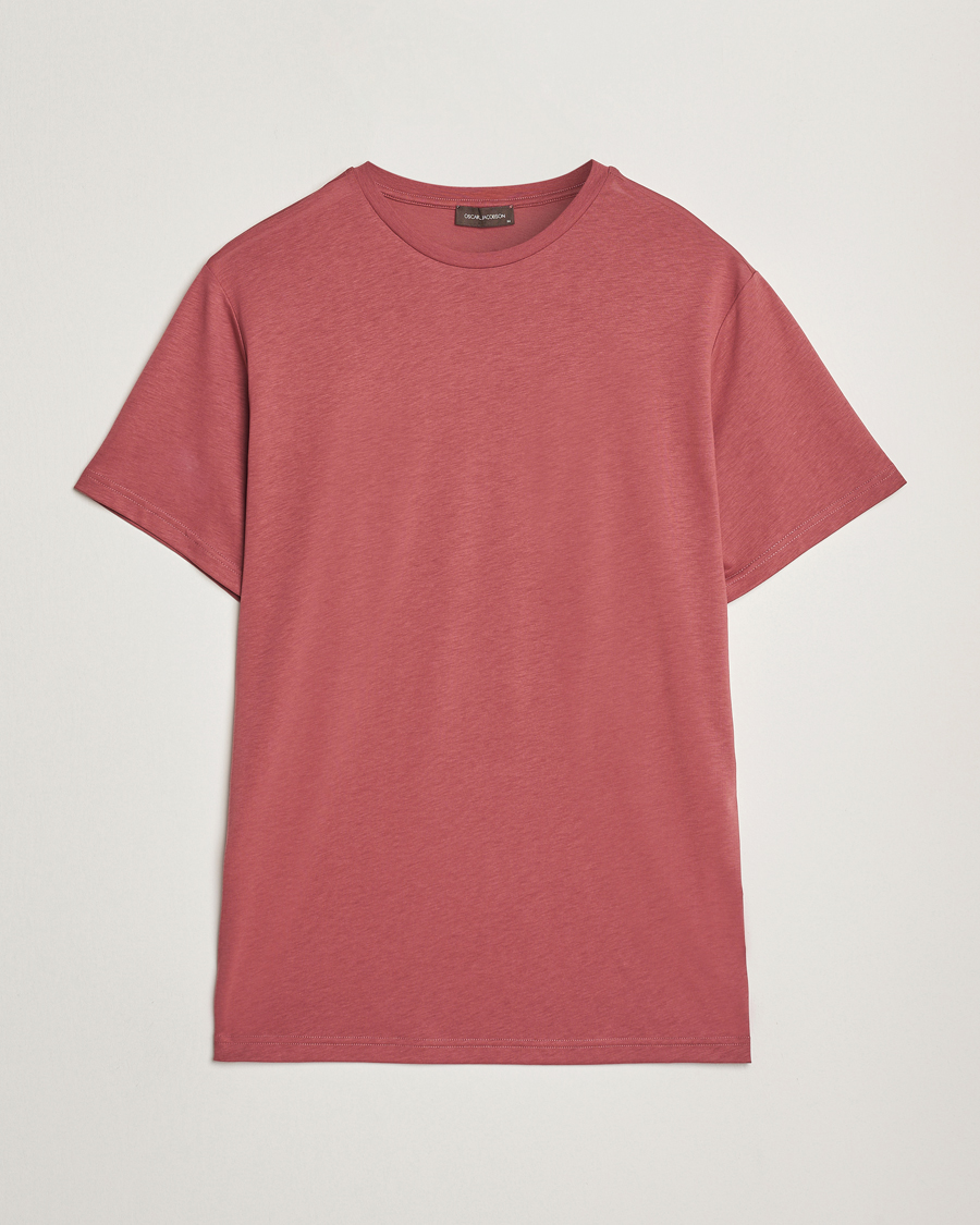 Hombres | Camisetas | Oscar Jacobson | Kim Cotton/Tencel T-Shirt Rasberry