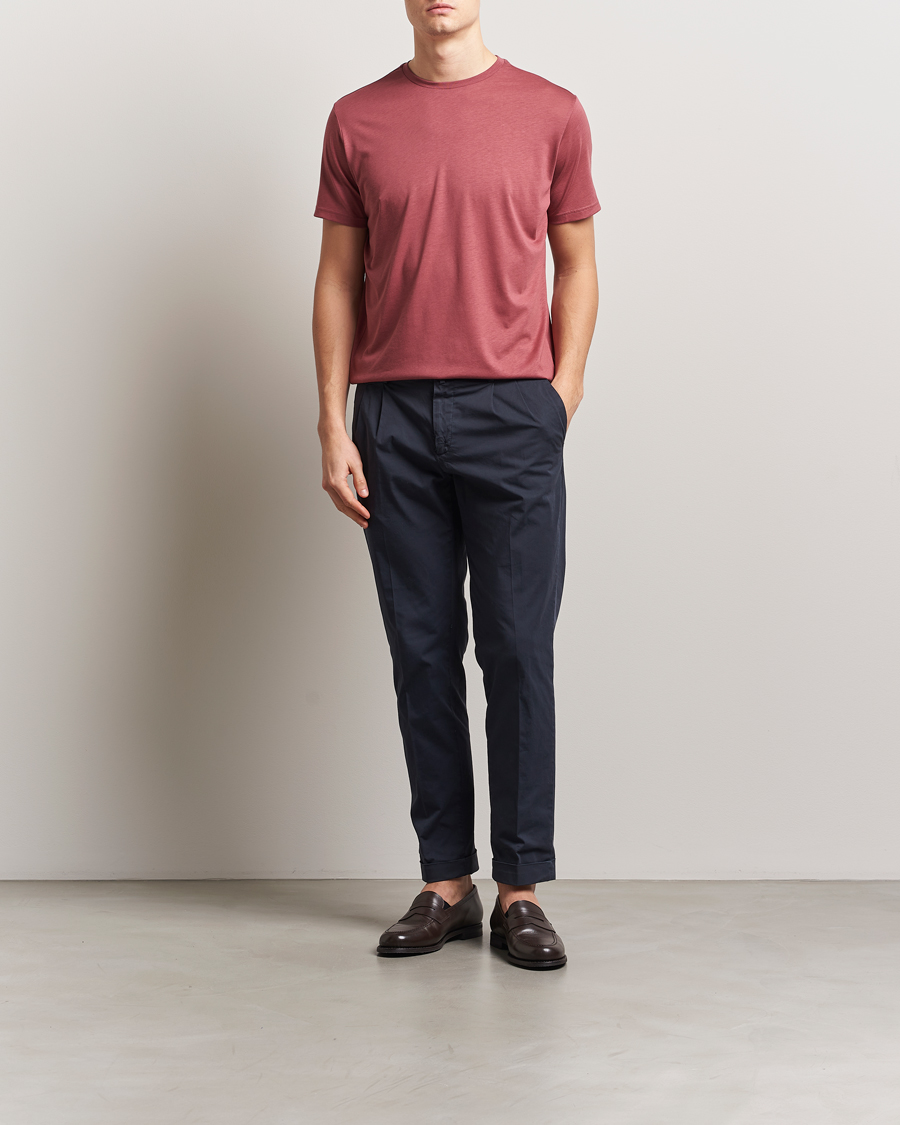 Hombres | Camisetas | Oscar Jacobson | Kim Cotton/Tencel T-Shirt Rasberry