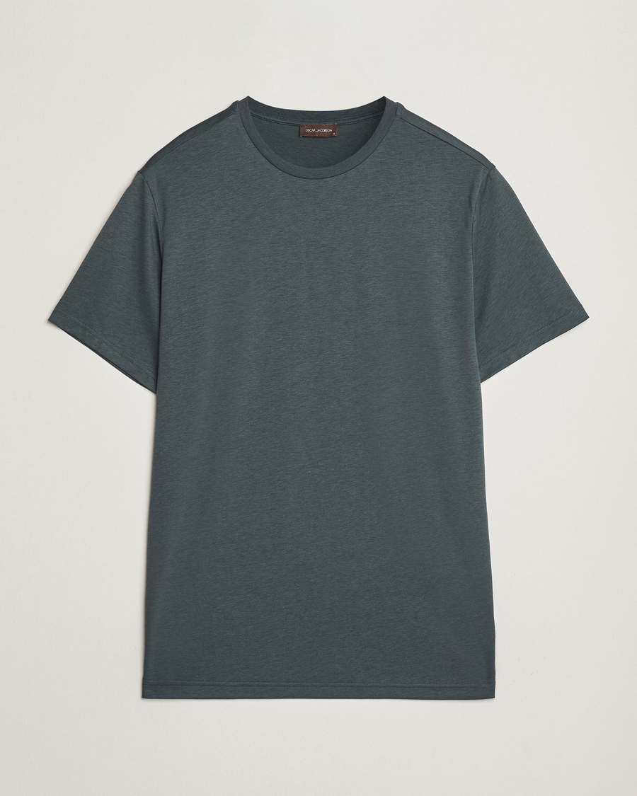Hombres | Camisetas | Oscar Jacobson | Kim Cotton/Tencel T-Shirt Deep Green