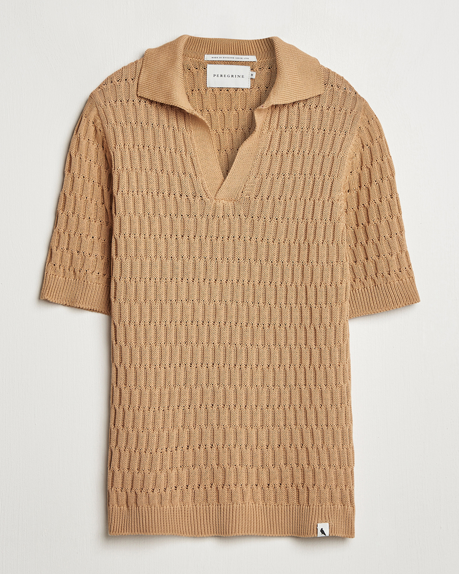 Hombres | Polos | Peregrine | Cove Knitted Cotton Polo Shirt Sand