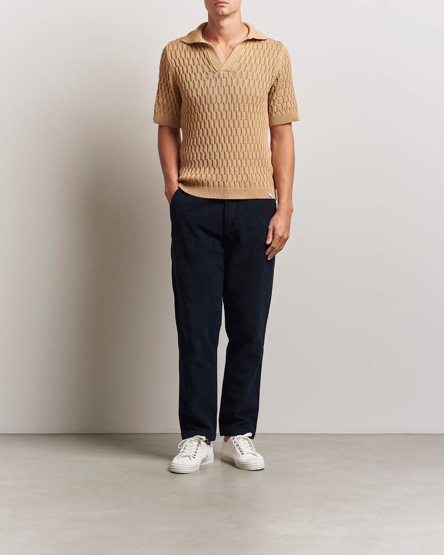 Hombres | Polos | Peregrine | Cove Knitted Cotton Polo Shirt Sand