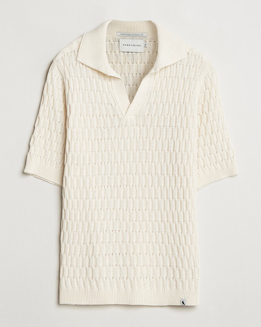 Hombres | Polos | Peregrine | Cove Knitted Cotton Polo Shirt White