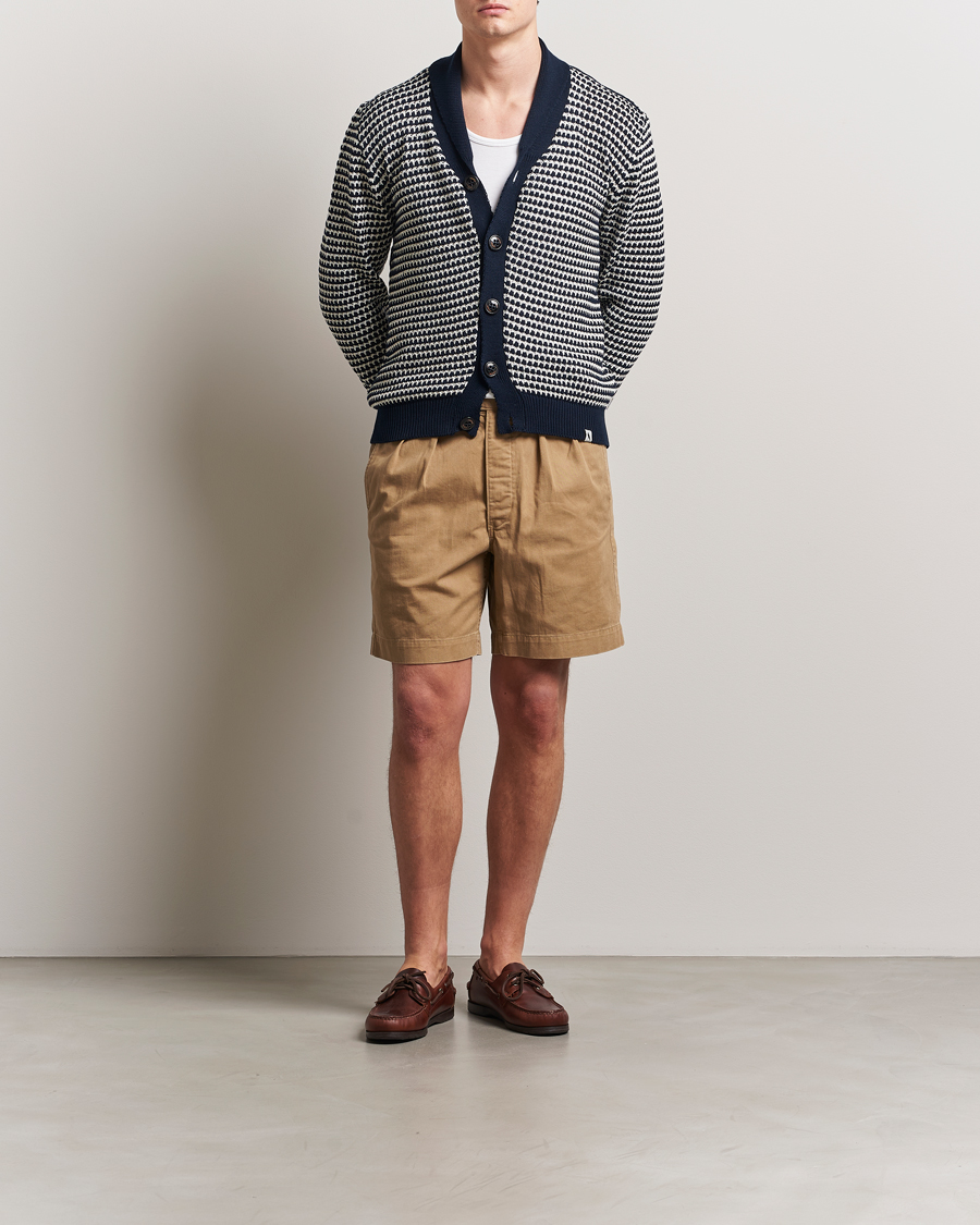 Hombres | Jerséis y prendas de punto | Peregrine | Island Crochet Knitted Cardigan Navy