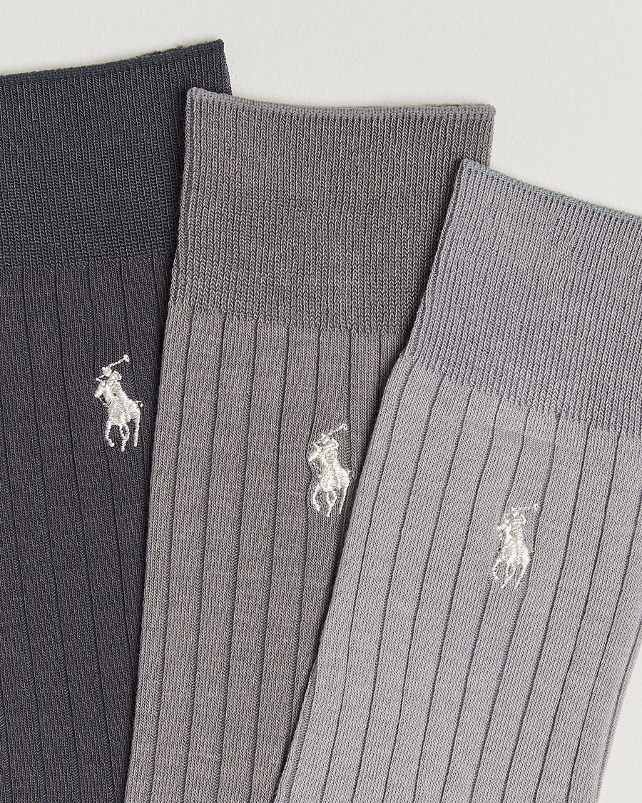 Hombres | Ropa interior y calcetines | Polo Ralph Lauren | 3-Pack Egyptian Rib Crew Sock Grey Combo
