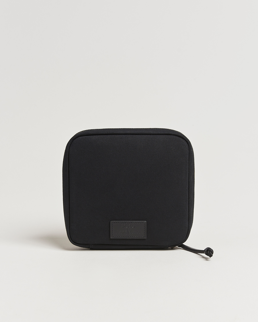 Hombres | Polo Ralph Lauren Canvas/Leather Washbag Black | Polo Ralph Lauren | Canvas/Leather Washbag Black