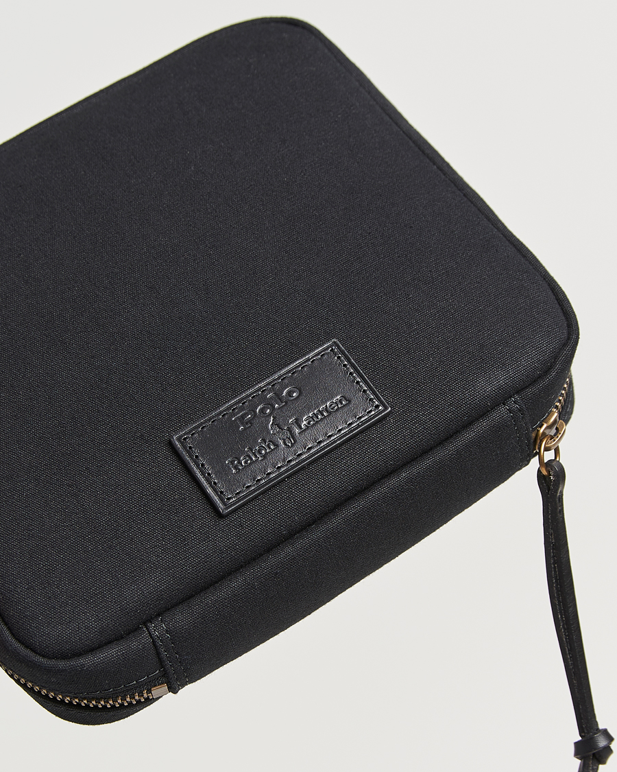 Hombres | Polo Ralph Lauren Canvas/Leather Washbag Black | Polo Ralph Lauren | Canvas/Leather Washbag Black