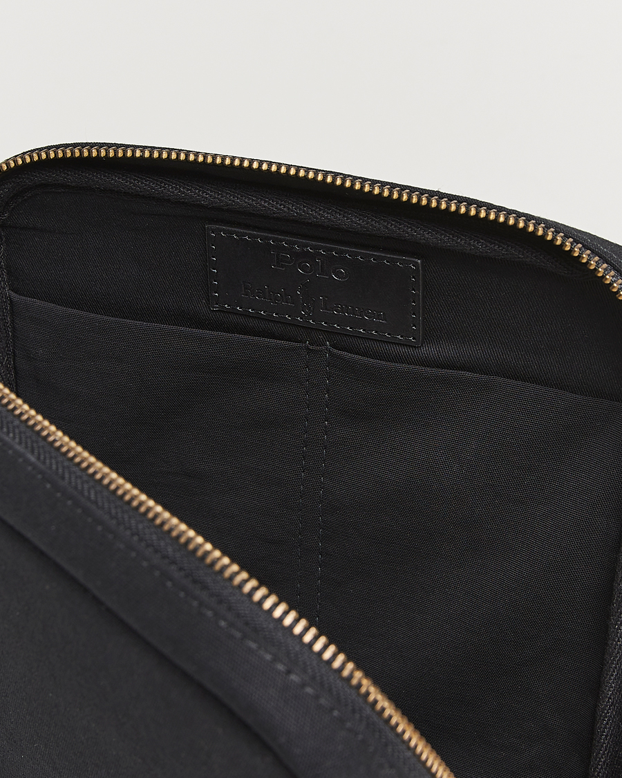 Hombres | Polo Ralph Lauren Canvas/Leather Washbag Black | Polo Ralph Lauren | Canvas/Leather Washbag Black