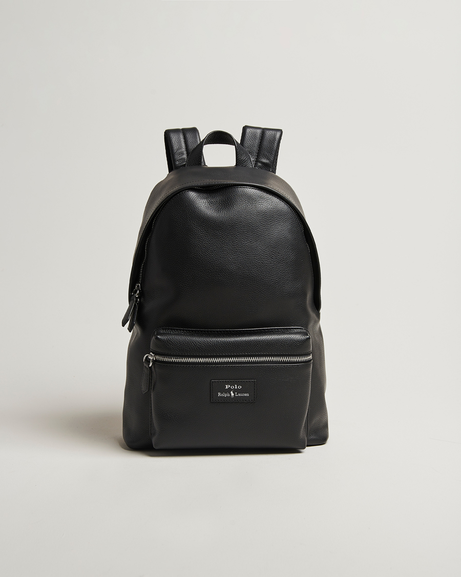 Hombres | Polo Ralph Lauren Pebble Leather Dome Backpack Black | Polo Ralph Lauren | Pebble Leather Dome Backpack Black