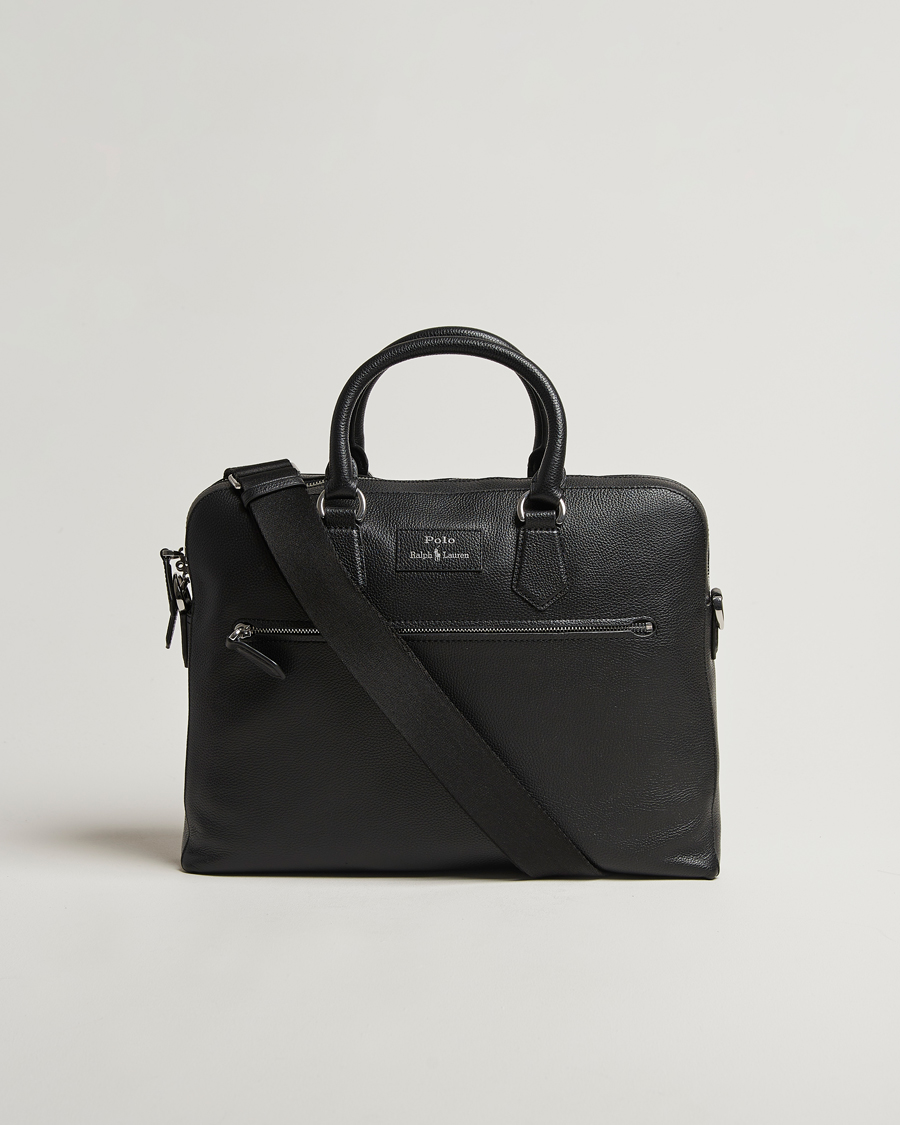 Hombres | Polo Ralph Lauren Pebble Leather Briefcase Black | Polo Ralph Lauren | Pebble Leather Briefcase Black