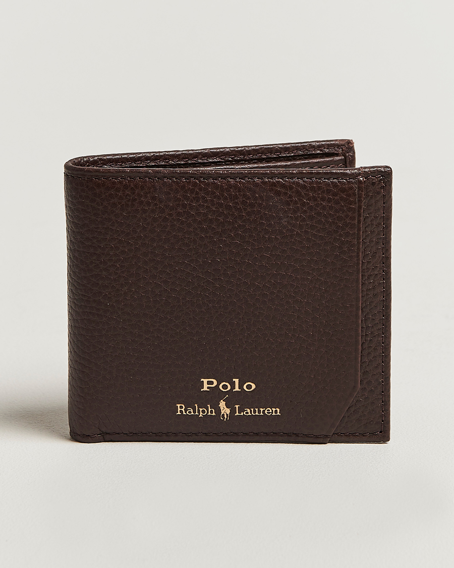 Hombres | Polo Ralph Lauren Pebble Leather Billfold Wallet Dark Brown | Polo Ralph Lauren | Pebble Leather Billfold Wallet Dark Brown