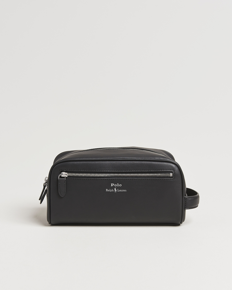 Hombres | Polo Ralph Lauren Smooth Leather Washbag Black | Polo Ralph Lauren | Smooth Leather Washbag Black