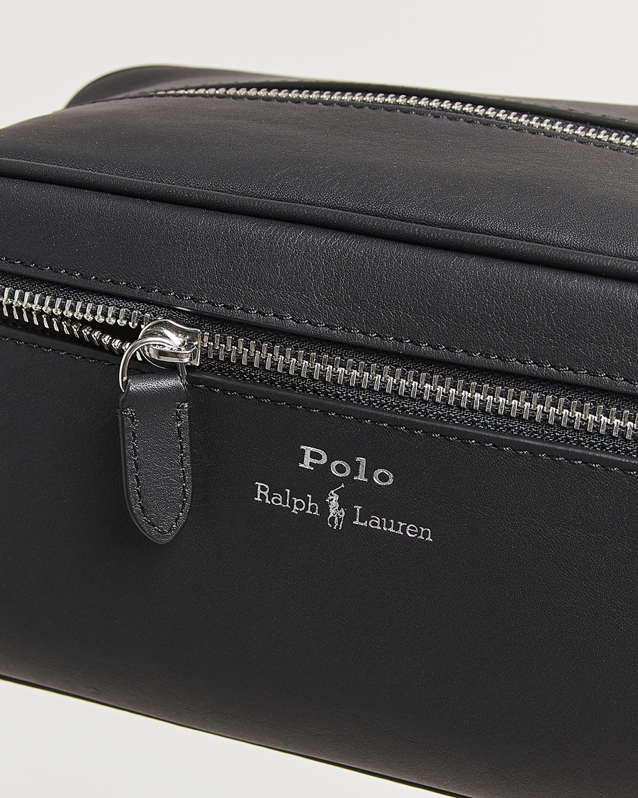 Hombres | Polo Ralph Lauren Smooth Leather Washbag Black | Polo Ralph Lauren | Smooth Leather Washbag Black
