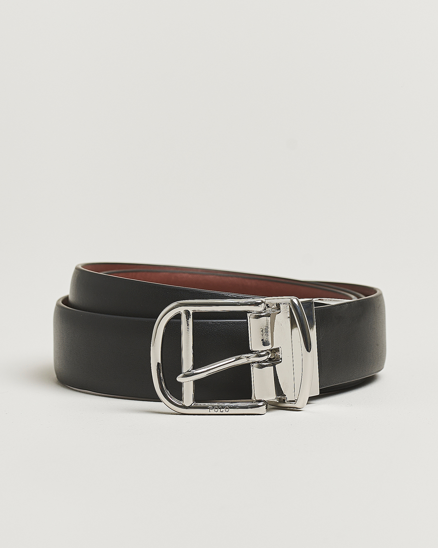 Hombres | Polo Ralph Lauren Smooth Leather Belt Black/Cogniac | Polo Ralph Lauren | Smooth Leather Belt Black/Cogniac