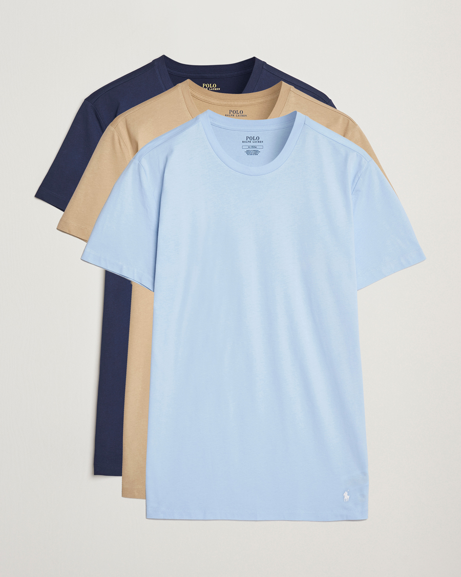 Hombres | Camisetas | Polo Ralph Lauren | 3-Pack Crew Neck T-Shirt Navy/Blue/Khaki