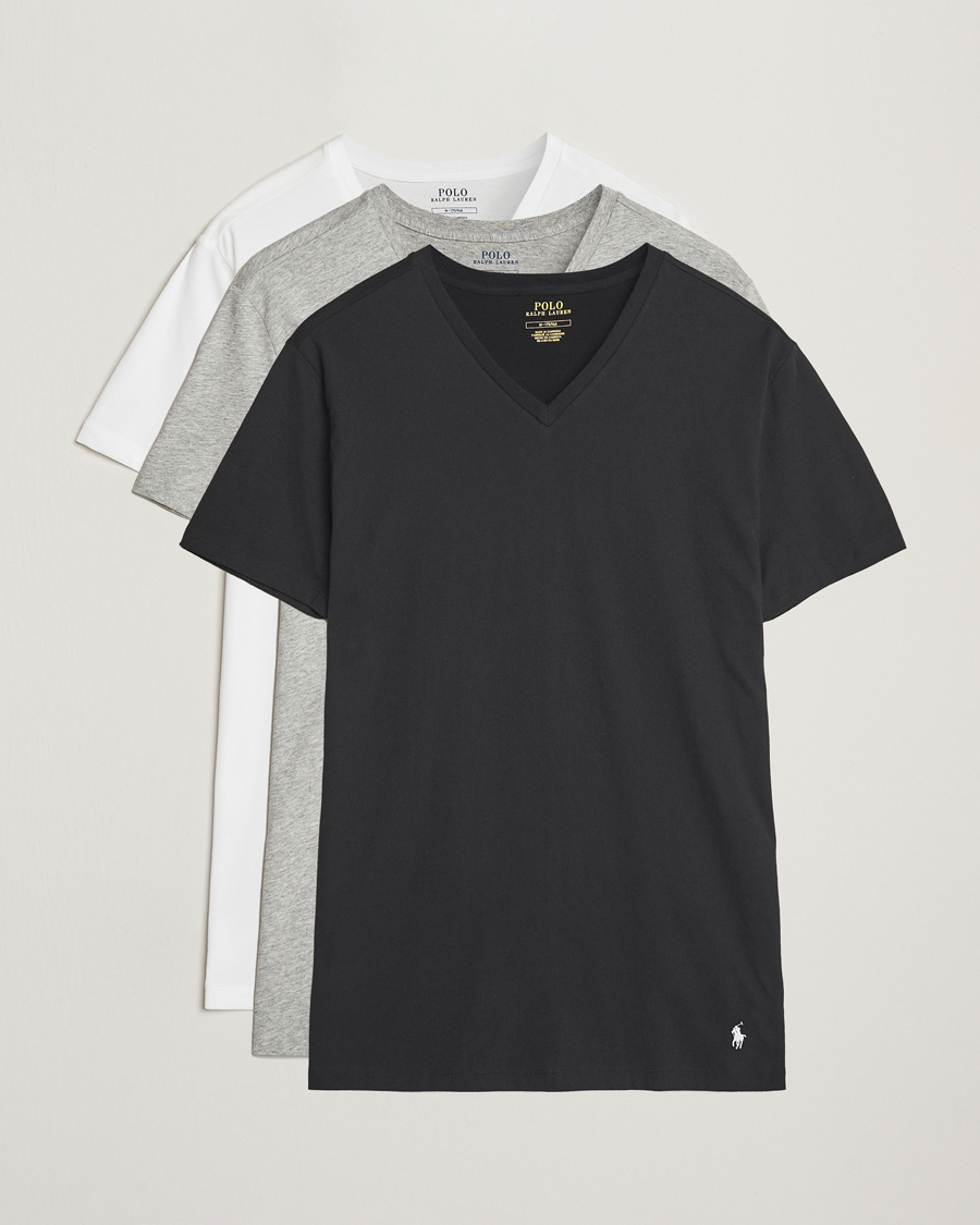 Hombres | Camisetas | Polo Ralph Lauren | 3-Pack V Neck T-Shirt White/Grey/Black
