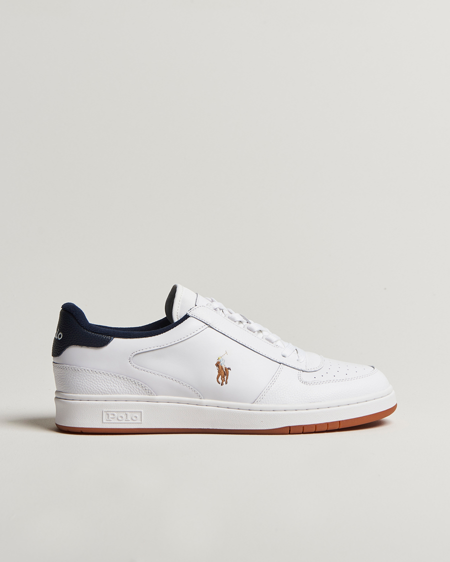 Hombres | Polo Ralph Lauren CRT Leather Sneaker White/Navy | Polo Ralph Lauren | CRT Leather Sneaker White/Navy