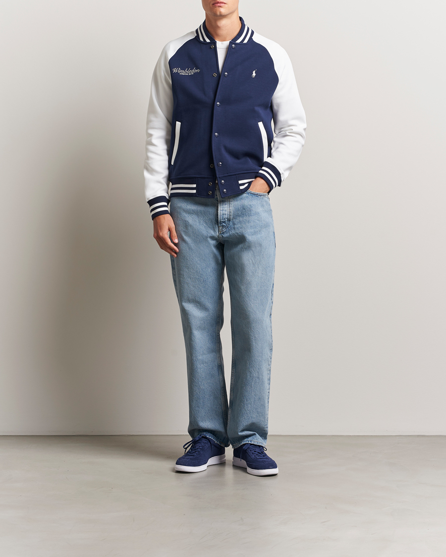 Hombres | Jerséis y prendas de punto | Polo Ralph Lauren | Wimbledon Double Knit Baseball Sweatshirt Navy/White