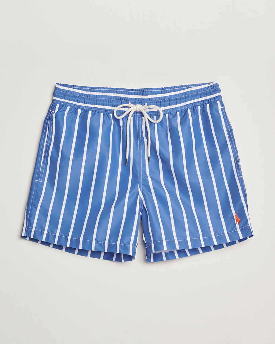 Hombres | Bañadores | Polo Ralph Lauren | Traveler Boxer Swimshorts Blue Vertical Wide Stripe