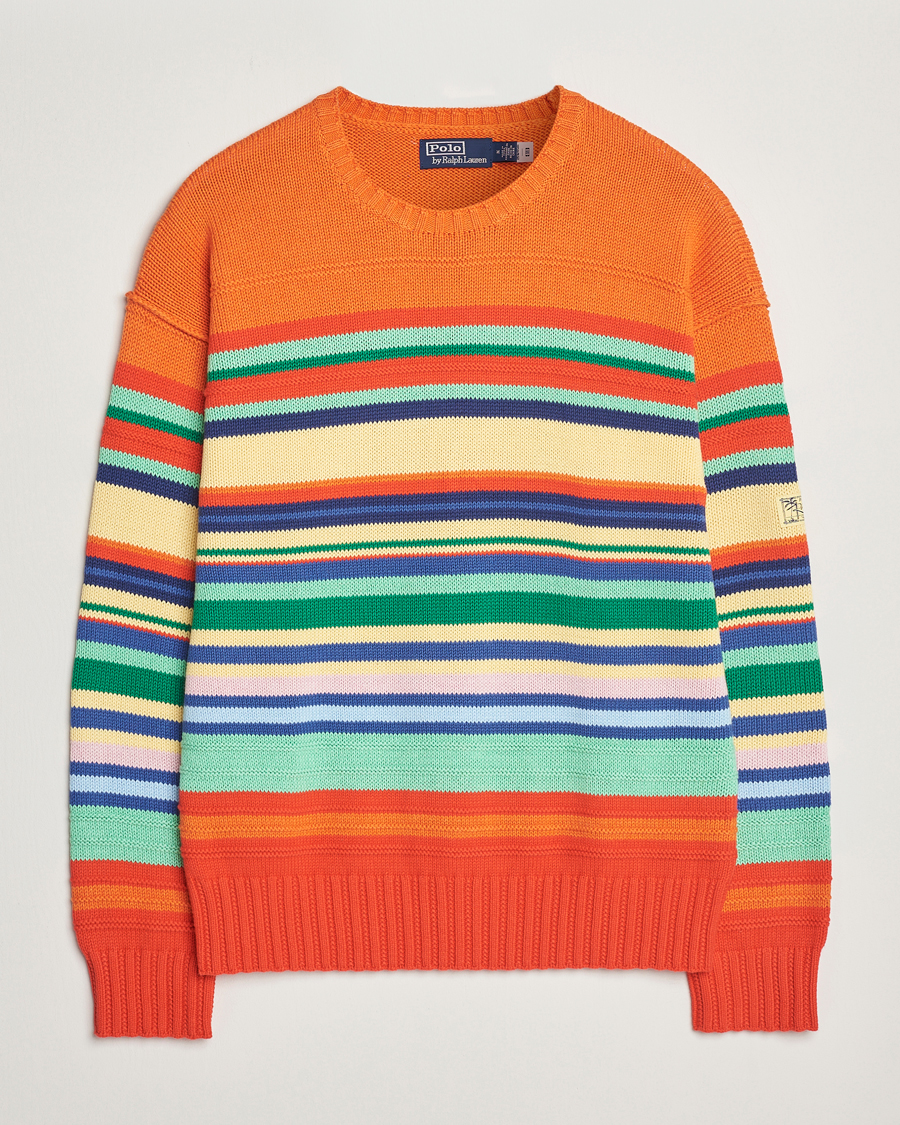 Hombres | Jerséis y prendas de punto | Polo Ralph Lauren | Cotton/Linen Stripe Sweater Orange Combo