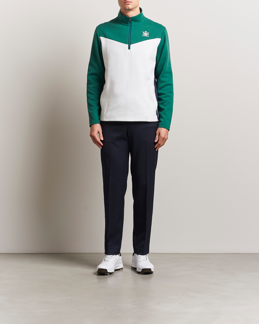Hombres | Jerséis y prendas de punto | RLX Ralph Lauren | Double Knit Tech Half Zip Kelly Green/Ceramic White