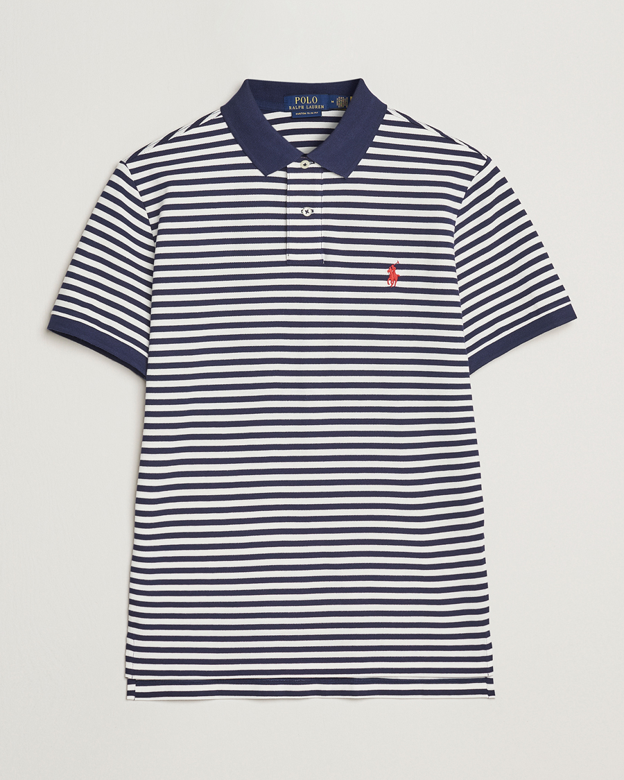Hombres | Polos | Polo Ralph Lauren | Custom Slim Fit Striped Polo Deckwash White/Navy