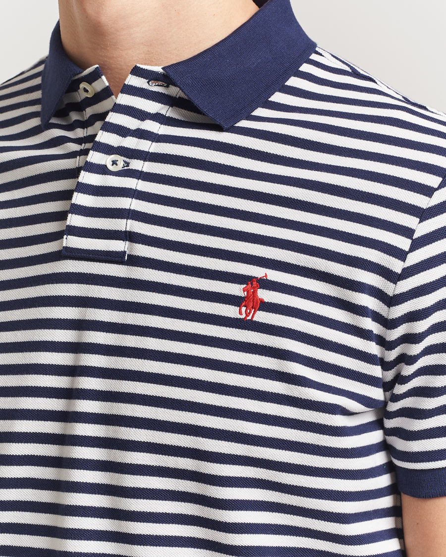 Hombres | Polos | Polo Ralph Lauren | Custom Slim Fit Striped Polo Deckwash White/Navy