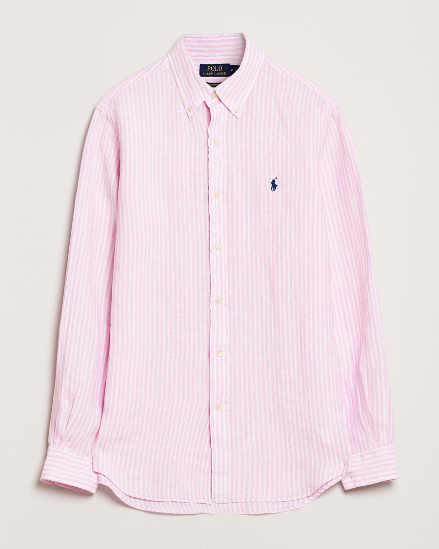 Hombres | Camisas | Polo Ralph Lauren | Custom Fit Striped Linen Shirt Pink/White