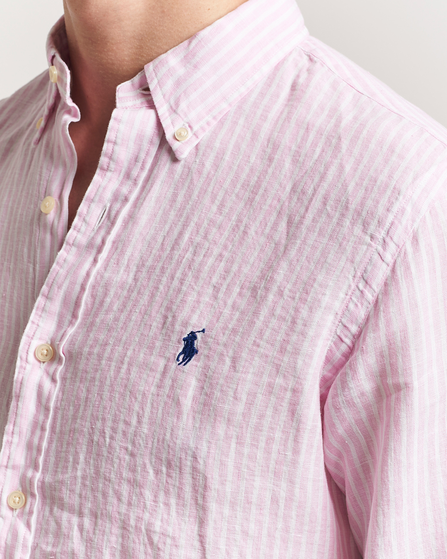 Hombres | Camisas | Polo Ralph Lauren | Custom Fit Striped Linen Shirt Pink/White