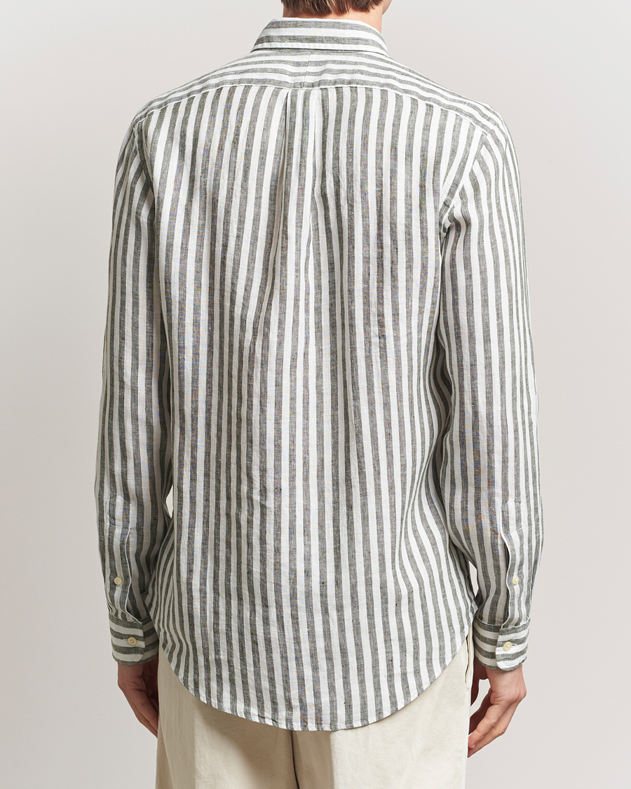 Hombres | Camisas | Polo Ralph Lauren | Custom Fit Striped Linen Shirt New Olive/White