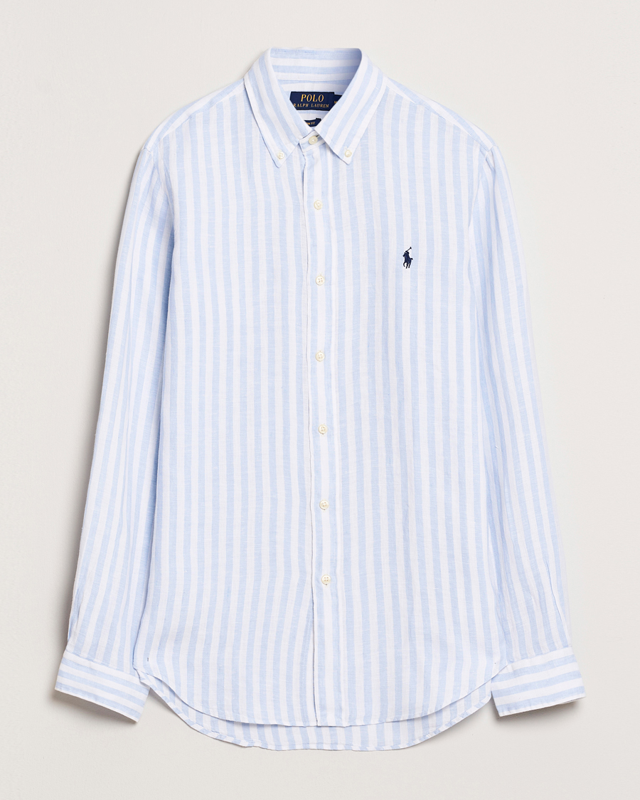 Hombres | Camisas | Polo Ralph Lauren | Custom Fit Striped Linen Shirt Office Blue/White