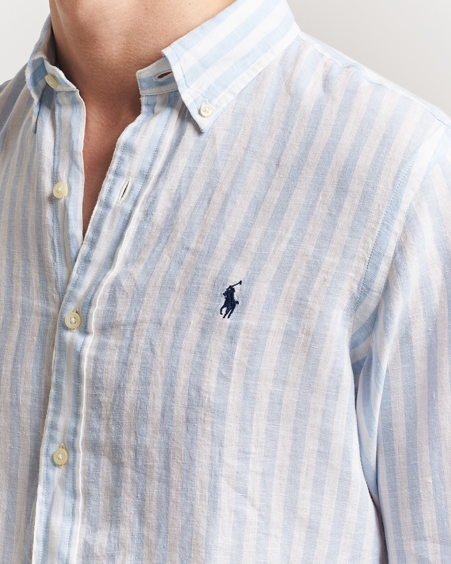 Hombres | Camisas | Polo Ralph Lauren | Custom Fit Striped Linen Shirt Office Blue/White