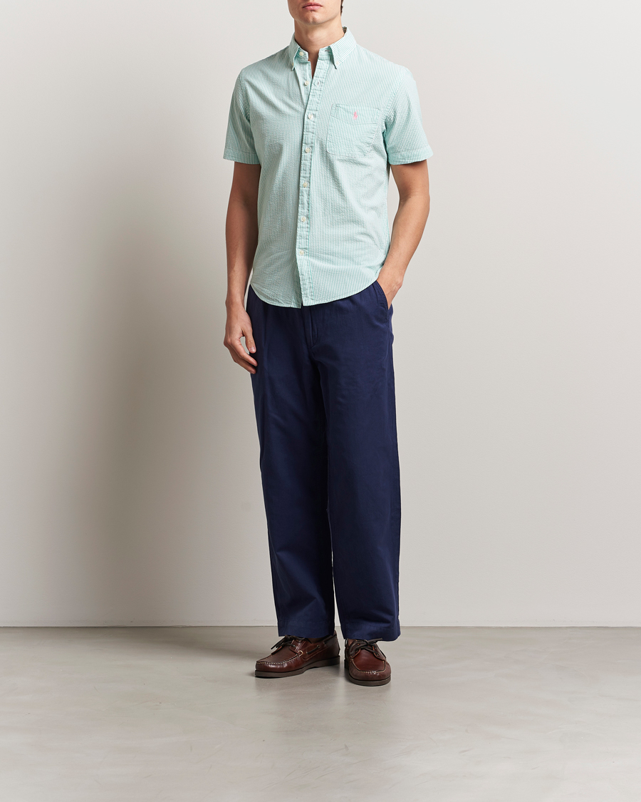 Hombres | Camisas | Polo Ralph Lauren | Seersucker Short Sleeve Striped Shirt Green/White