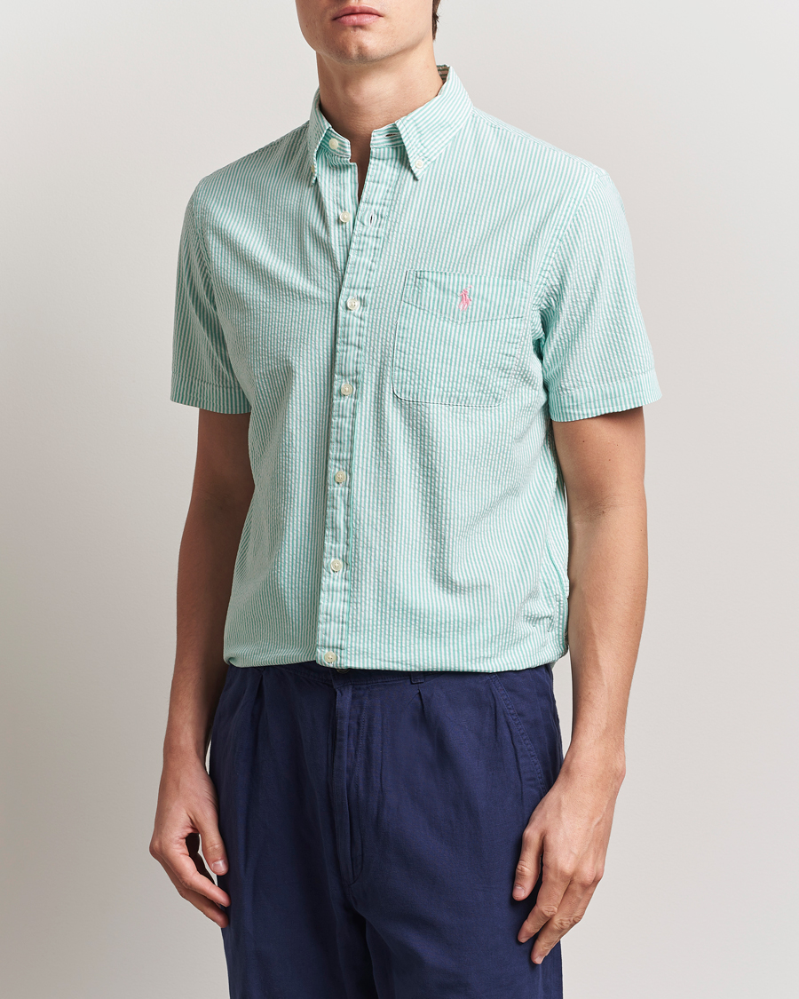 Hombres | Camisas | Polo Ralph Lauren | Seersucker Short Sleeve Striped Shirt Green/White