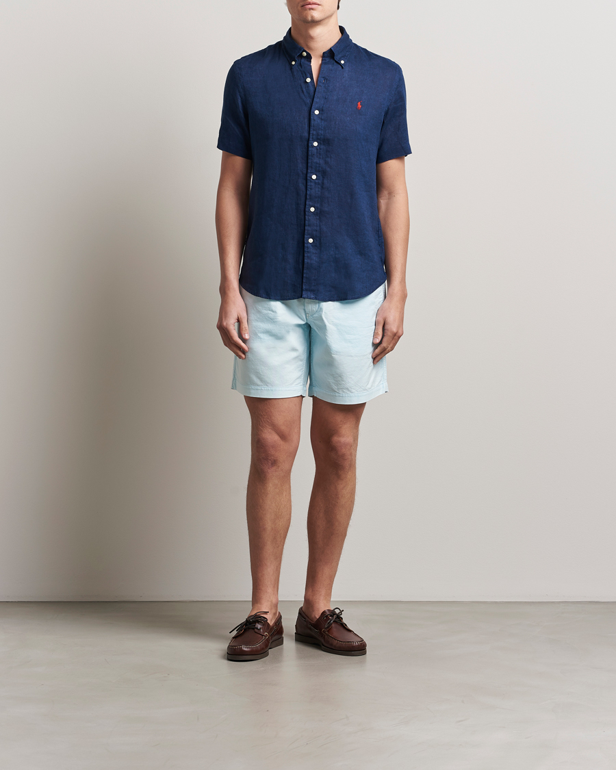 Hombres | Camisas | Polo Ralph Lauren | Short Sleeve Linen Shirt Newport Navy
