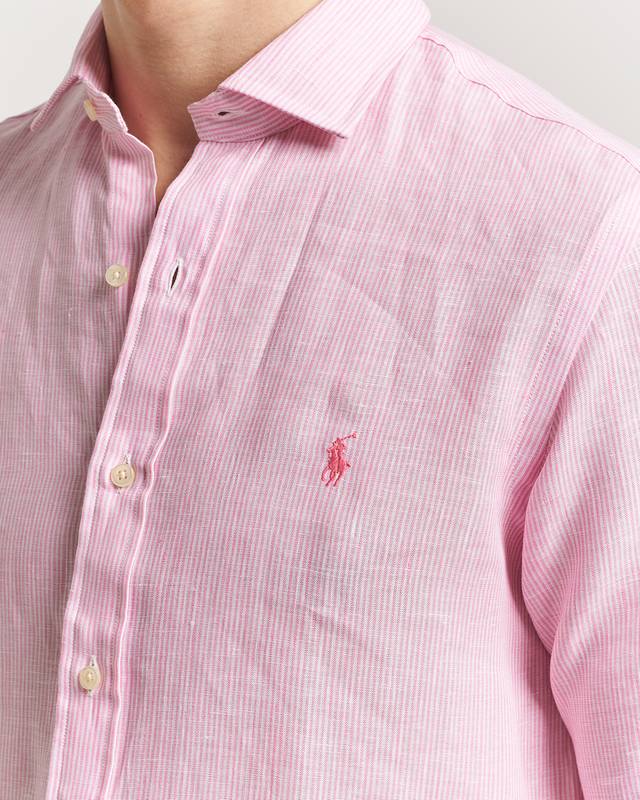 Hombres | Camisas | Polo Ralph Lauren | Custom Fit Dressed Striped Linen Shirt Pink/White