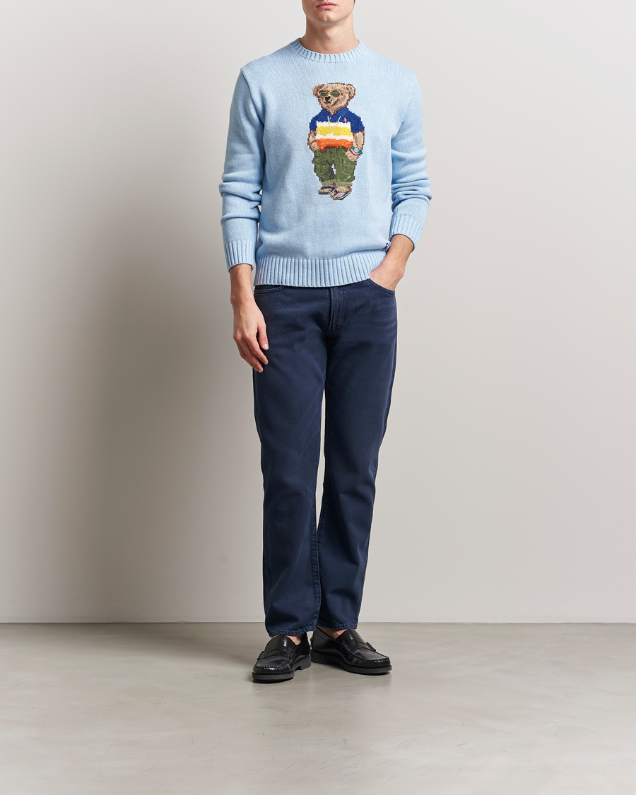 Hombres | Jerséis y prendas de punto | Polo Ralph Lauren | Cotton Knitted Bear Sweatshirt Ocean Pearl Blue